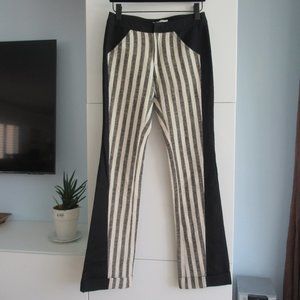 10 Crosby Derek Lam Black and Cream Striped Panel Trousers